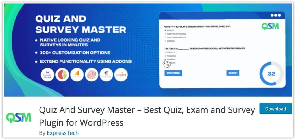 Quiz and Survey Master Plugin